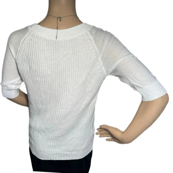 Classic WORTHINGTON Womens Small Knit Sweater Half Sleeve White Pullover Top - Picture 4 of 9